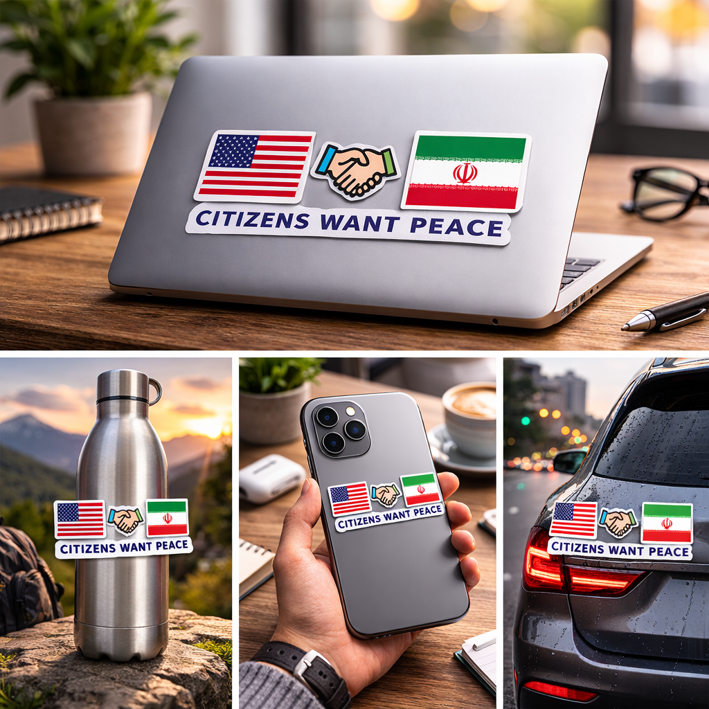 Citizens Want Peace" Sticker | USA Iran Unity Sticker | Peace Advocacy Sticker