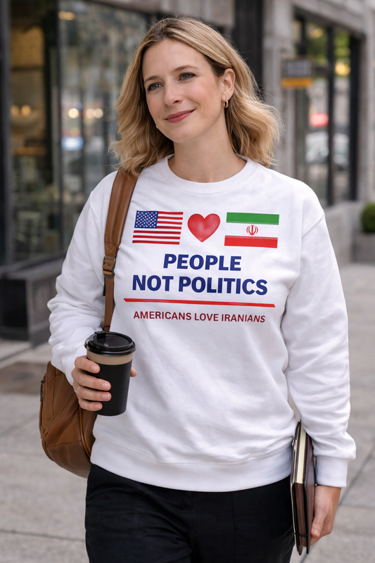 People Not Politics Crewneck Sweatshirt. Americans Love Iranians. Unisex